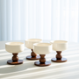 LOT DE 4 COUPELLES APERITIFS SORA ACACIA & PORCELAINE