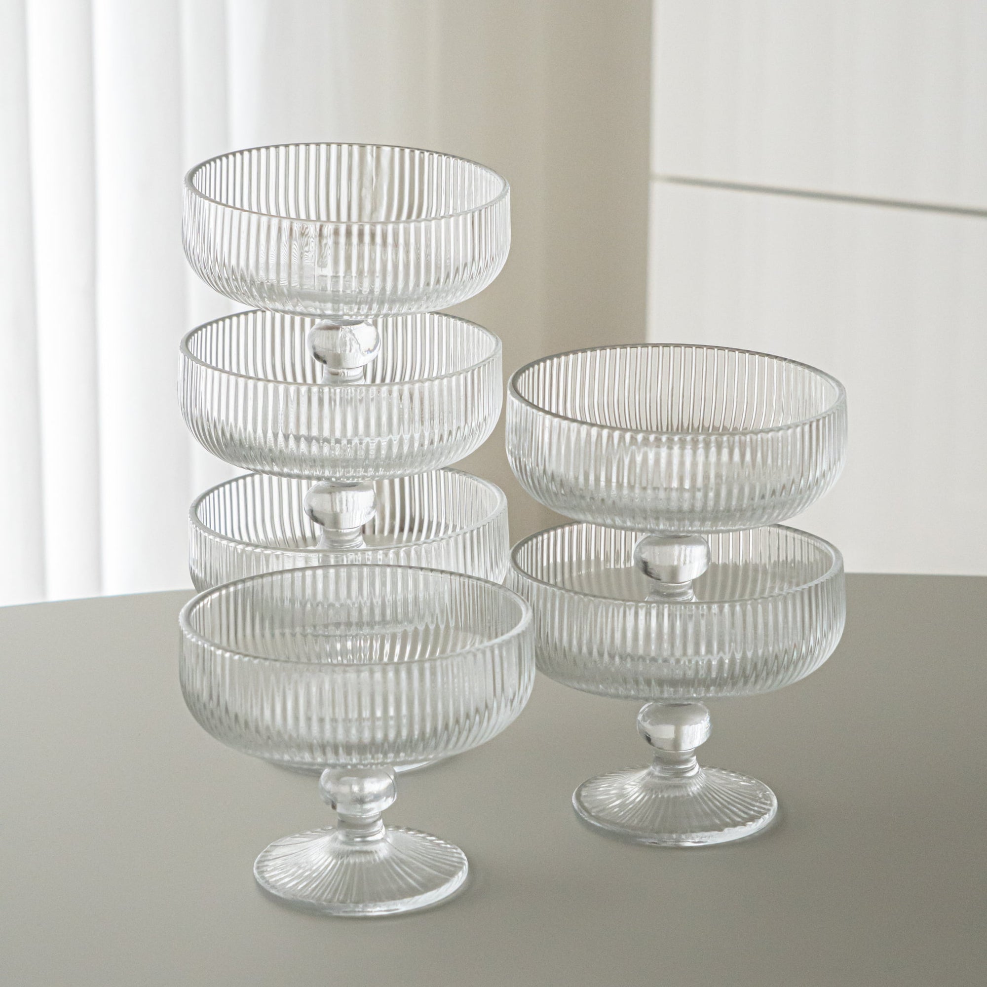 LOT DE 6 COUPELLES A DESSERT STRIPE | 280ML