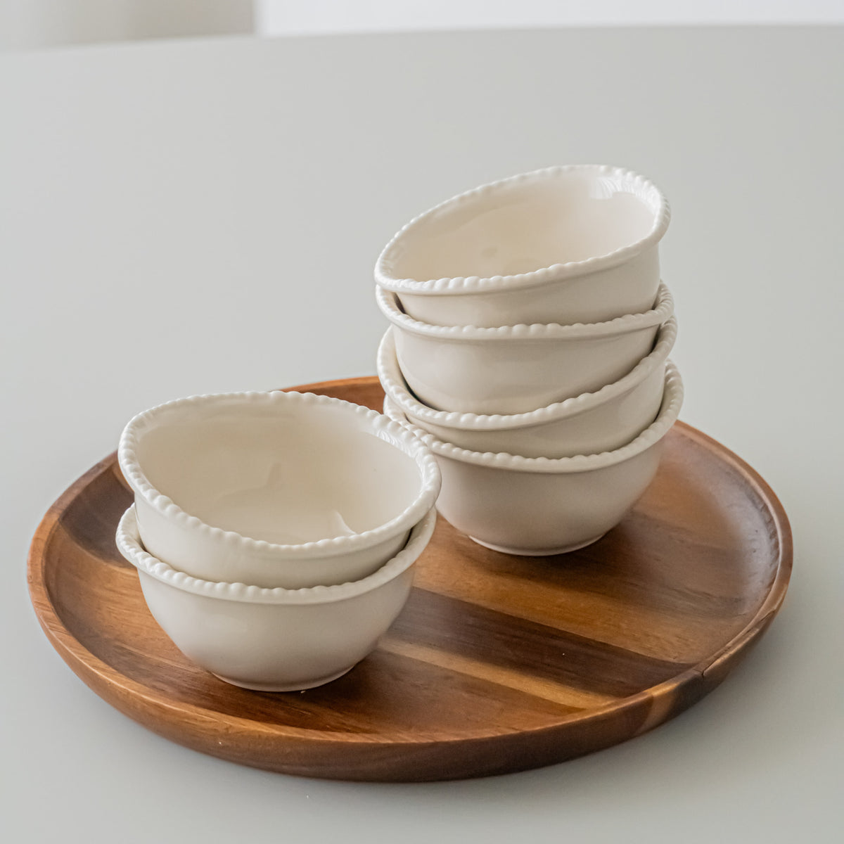 COUPELLES APERITIFS PEARLS CREME | 9CM | 6 PIECES