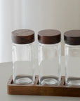 LOT DE 6 POTS A EPICES AVEC SUPPORT ACACIA JAR | 7 PIECES