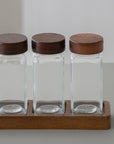 LOT DE 6 POTS A EPICES AVEC SUPPORT ACACIA JAR | 7 PIECES