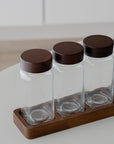 LOT DE 6 POTS A EPICES AVEC SUPPORT ACACIA JAR | 7 PIECES