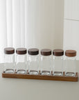 LOT DE 6 POTS A EPICES AVEC SUPPORT ACACIA JAR | 7 PIECES