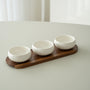 PLATEAU APERITIF PORCELAINE & ACACIA BELICIA LITTLE | 3 BOLS | 1 PLATEAU
