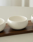 PLATEAU APERITIF PORCELAINE & ACACIA BELICIA LITTLE | 3 BOLS | 1 PLATEAU