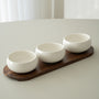 PLATEAU APERITIF PORCELAINE & ACACIA BELICIA MIDDLE | 3 BOLS | 1 PLATEAU