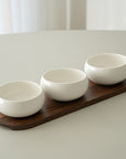 PLATEAU APERITIF PORCELAINE & ACACIA BELICIA MIDDLE | 3 BOLS | 1 PLATEAU