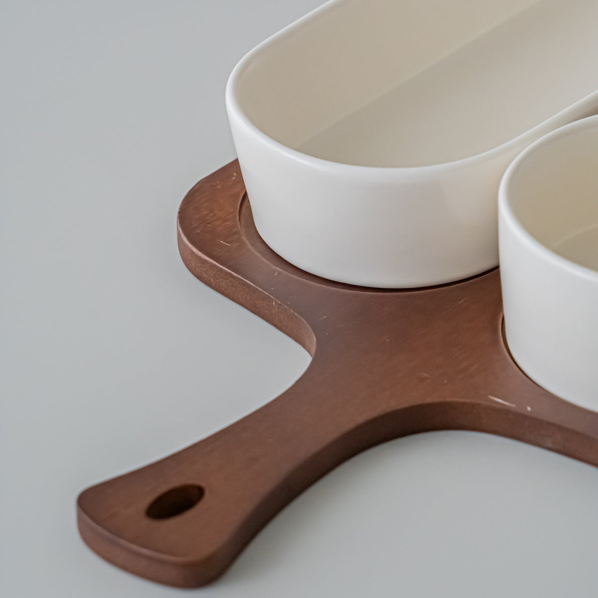 PLATEAU APERITIFS SORA | ACACIA &amp; PORCELAINE | 4 PIECES