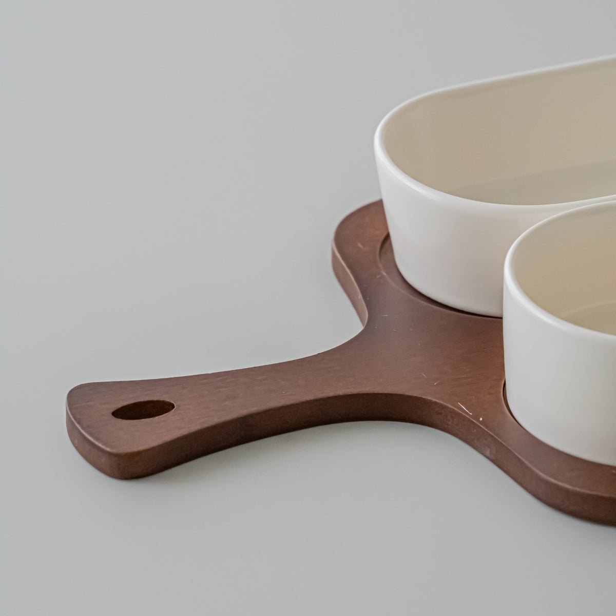 PLATEAU APERITIFS SORA | ACACIA &amp; PORCELAINE | 4 PIECES