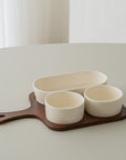 PLATEAU APERITIFS SORA | ACACIA & PORCELAINE | 4 PIECES