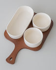 PLATEAU APERITIFS SORA | ACACIA & PORCELAINE | 4 PIECES