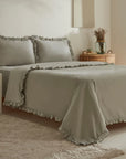 KARACA PARURE DE HOUSSE DE COUETTE PURE RUFFLE SAUGE 220X240CM - ALINDA HOME 