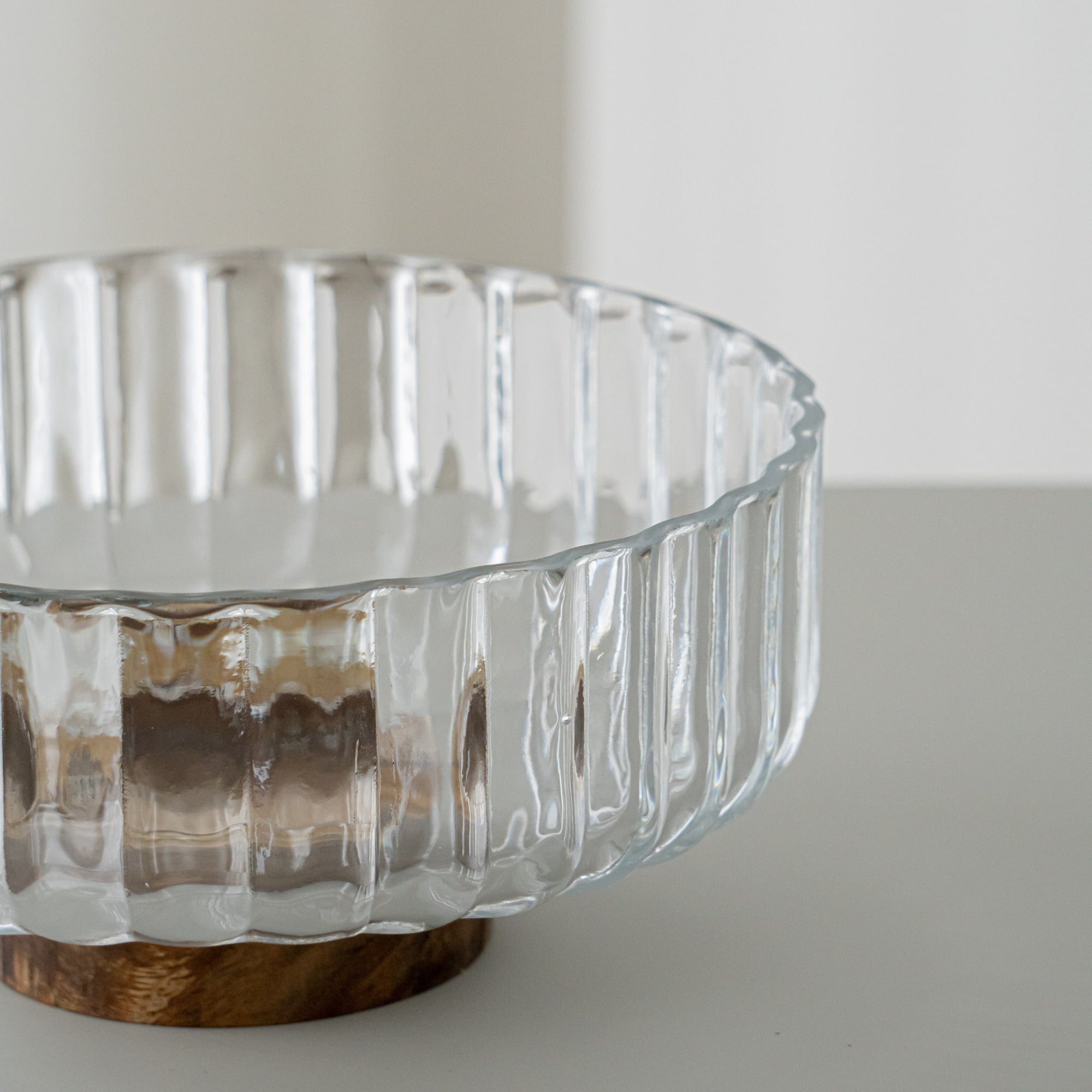 SALADIER EN VERRE &amp; ACACIA DIA | 20.5CM