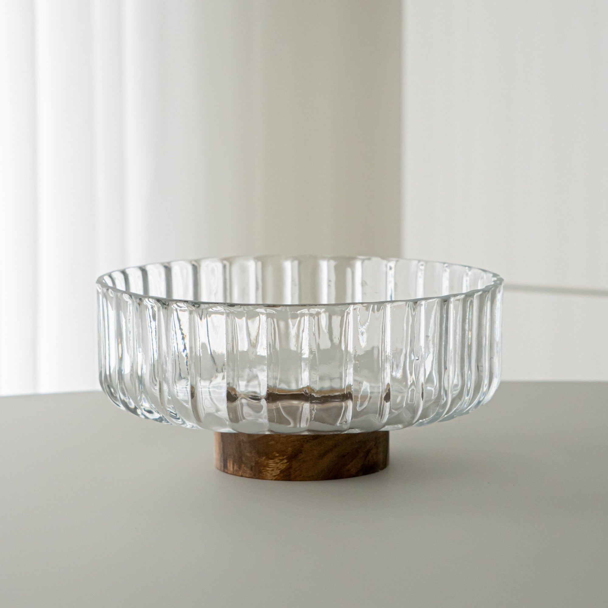 SALADIER EN VERRE &amp; ACACIA DIA | 20.5CM