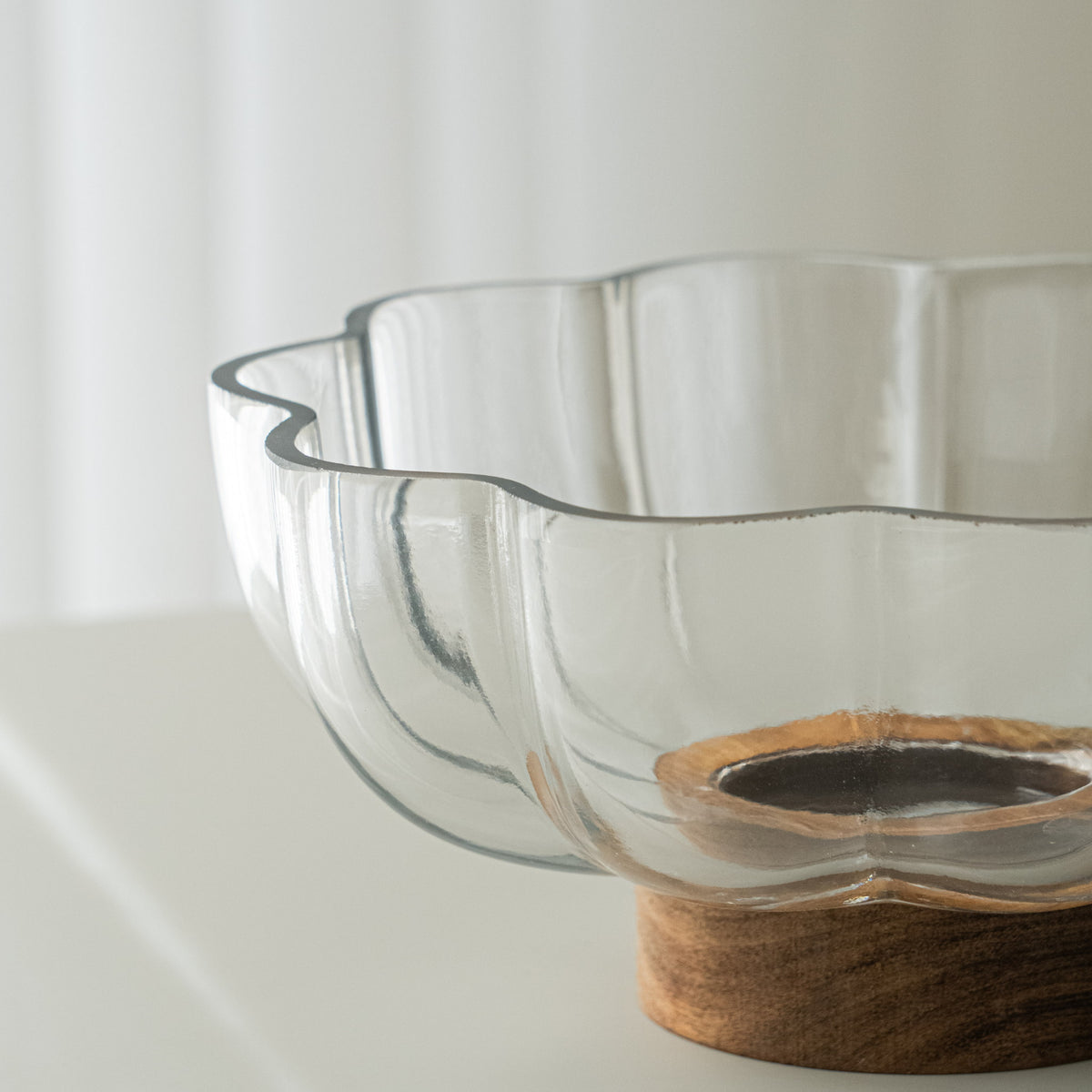 SALADIER EN VERRE &amp; ACACIA FLOWER DIA | 21.8CM