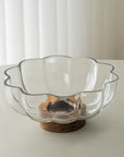 SALADIER EN VERRE & ACACIA FLOWER DIA | 21.8CM