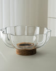 SALADIER EN VERRE & ACACIA FLOWER DIA | 21.8CM