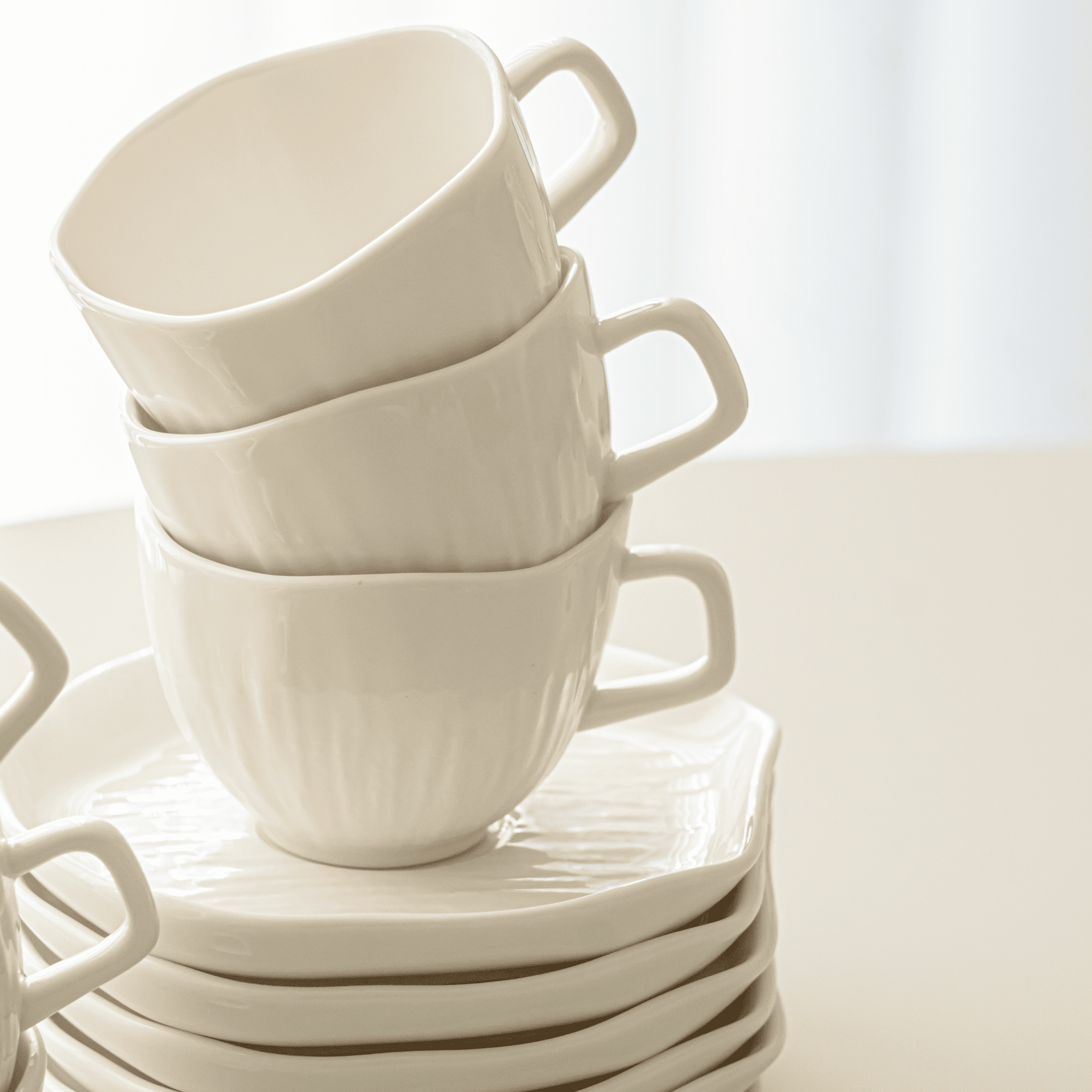 WHITE CERAMIC COFFEE SET 12 PIECES 6 PEOPLE 200ML
