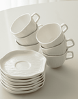 WHITE CERAMIC COFFEE SET 12 PIECES 6 PEOPLE 200ML