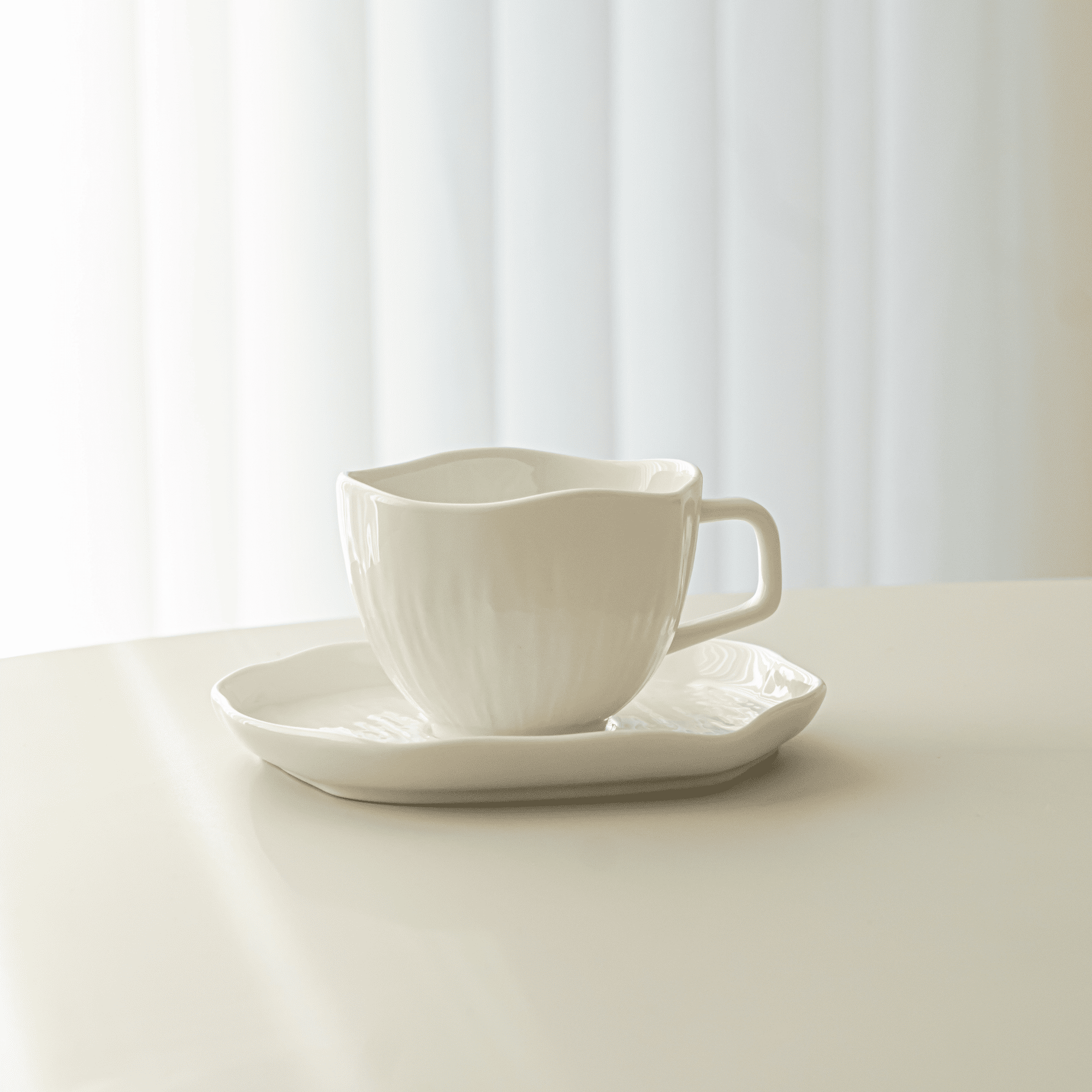 WHITE CERAMIC COFFEE SET 12 PIECES 6 PEOPLE 200ML