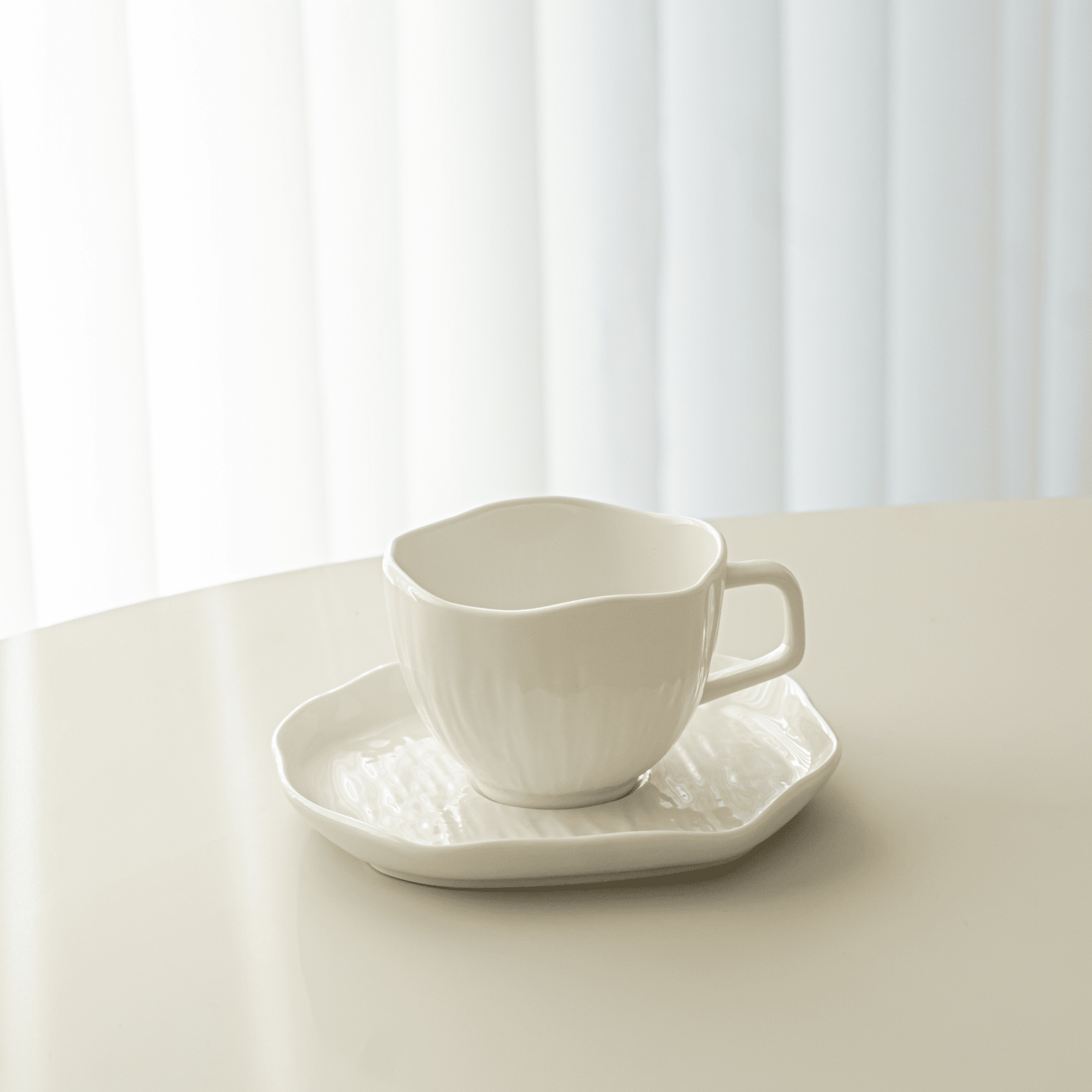 WHITE CERAMIC COFFEE SET 12 PIECES 6 PEOPLE 200ML