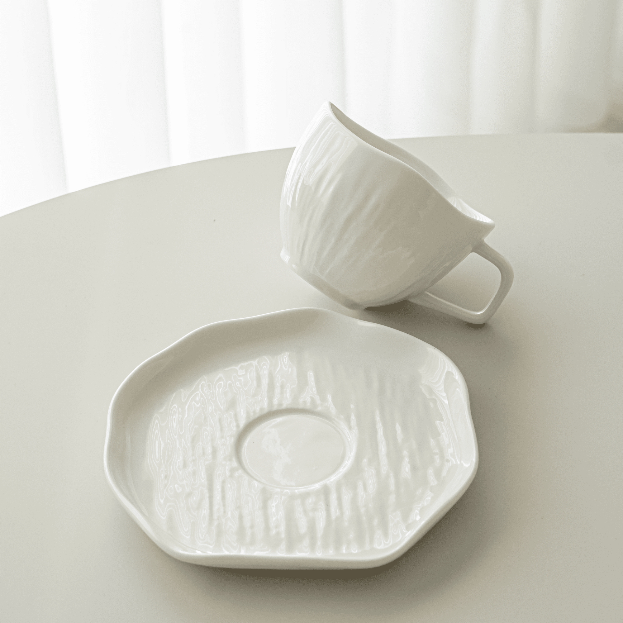 WHITE CERAMIC COFFEE SET 12 PIECES 6 PEOPLE 200ML