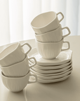 WHITE CERAMIC COFFEE SET 12 PIECES 6 PEOPLE 200ML