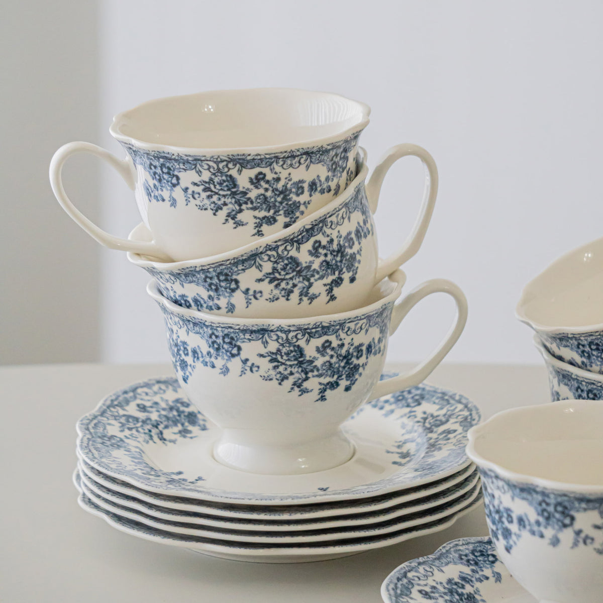 SERVICE A CAFE VINTAGE BLEU | 225ML | 12 PIECES | 6 PERSONNES