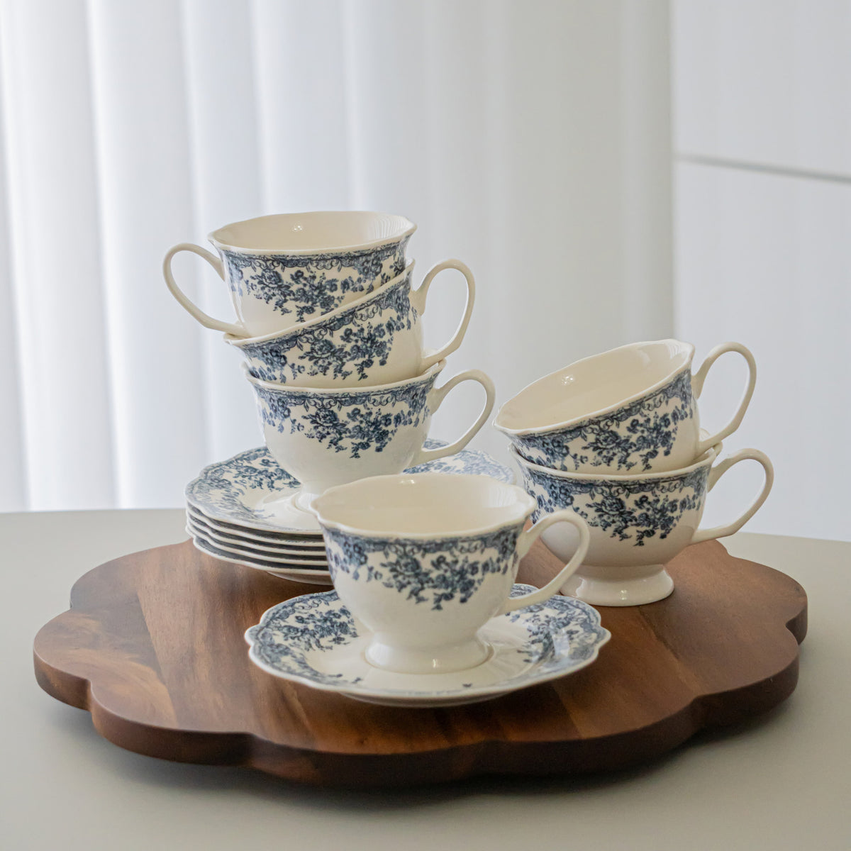 SERVICE A CAFE VINTAGE BLEU | 225ML | 12 PIECES | 6 PERSONNES