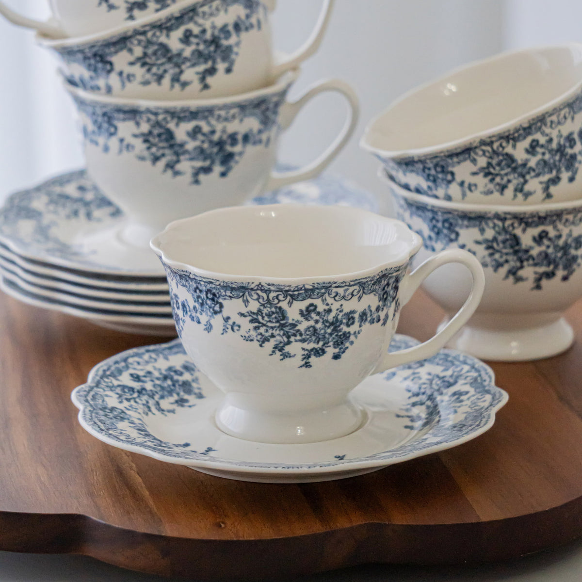 SERVICE A CAFE VINTAGE BLEU | 225ML | 12 PIECES | 6 PERSONNES