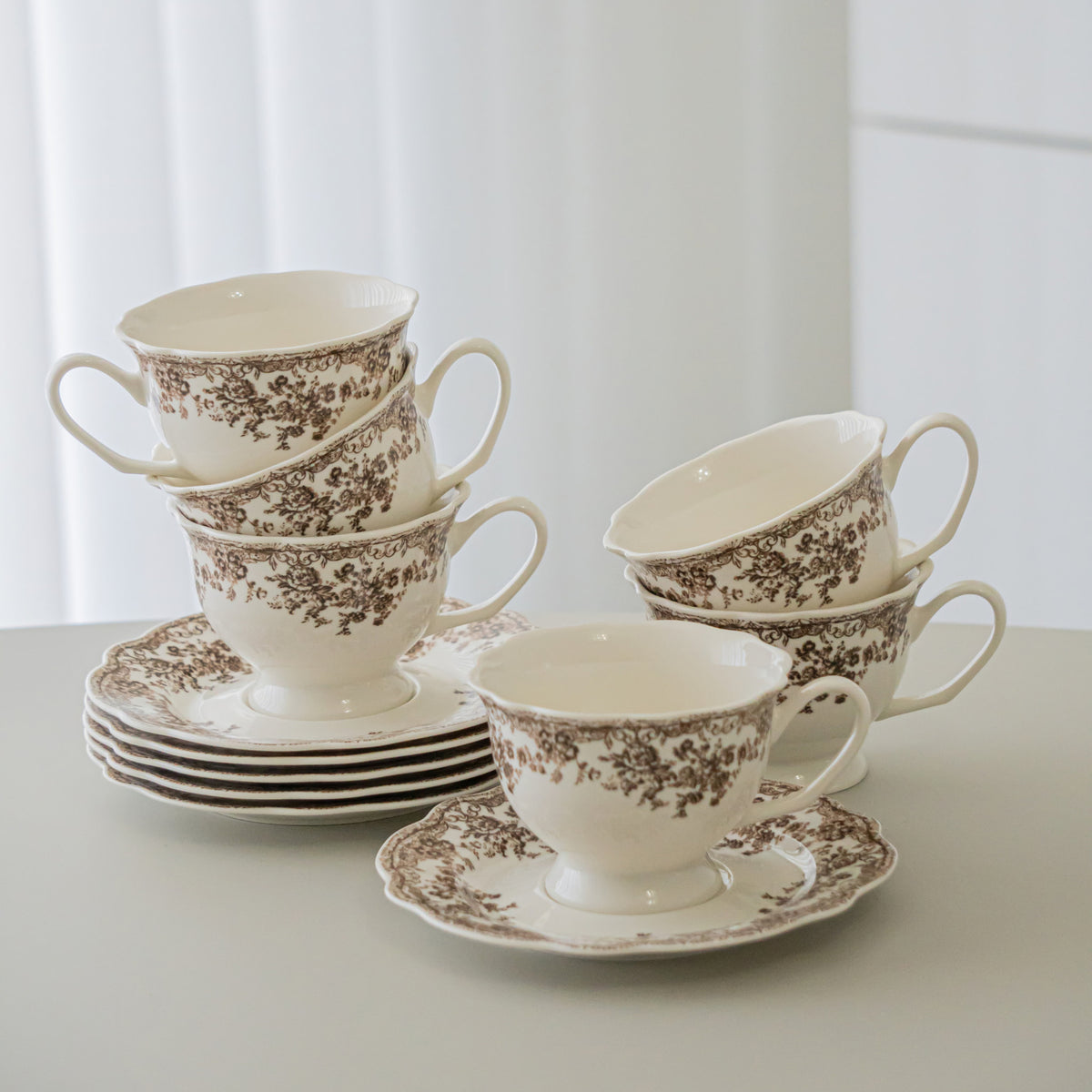 SERVICE A CAFE VINTAGE MARRON | 225ML | 12 PIECES | 6 PERSONNES