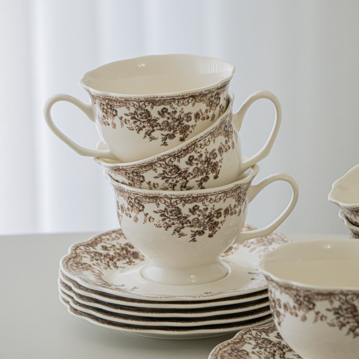 SERVICE A CAFE VINTAGE MARRON | 225ML | 12 PIECES | 6 PERSONNES