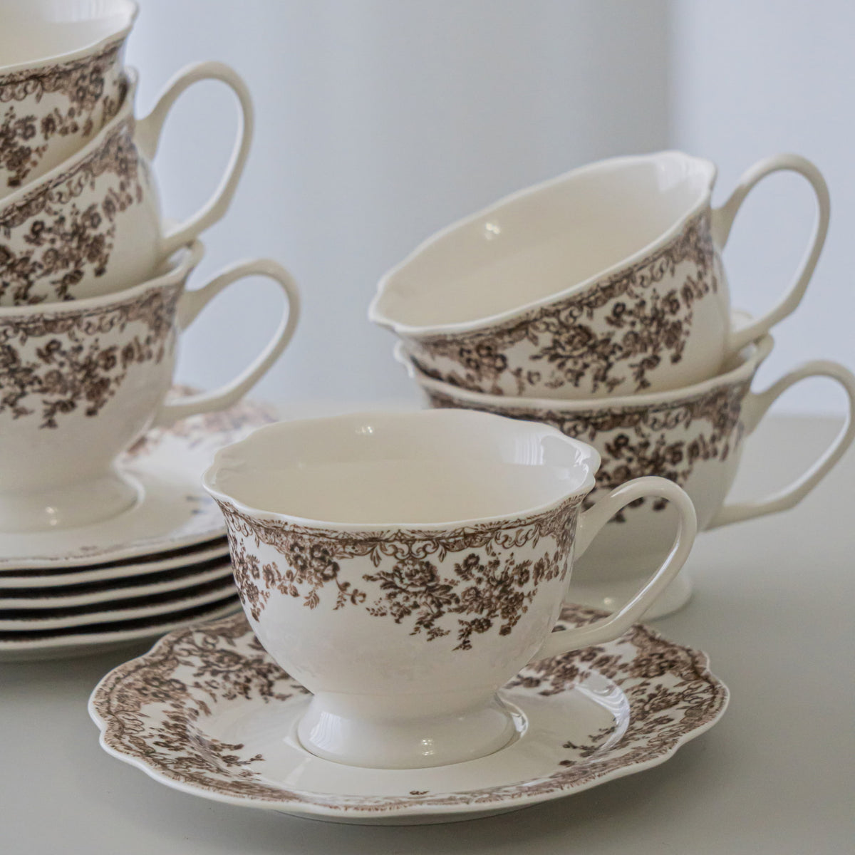 SERVICE A CAFE VINTAGE MARRON | 225ML | 12 PIECES | 6 PERSONNES