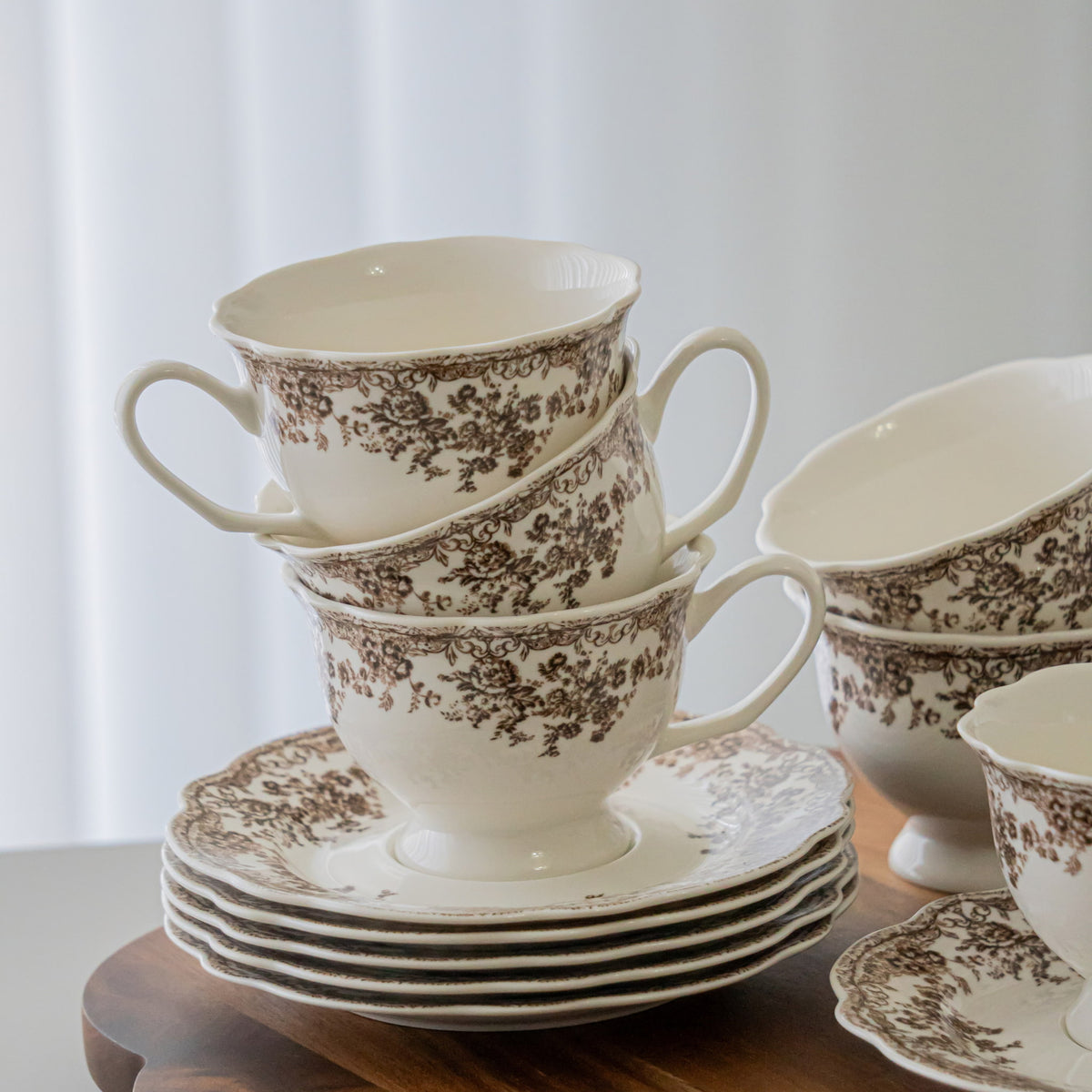 SERVICE A CAFE VINTAGE MARRON | 225ML | 12 PIECES | 6 PERSONNES
