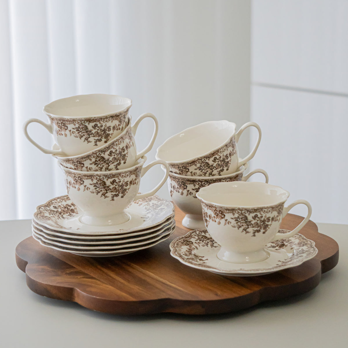 SERVICE A CAFE VINTAGE MARRON | 225ML | 12 PIECES | 6 PERSONNES