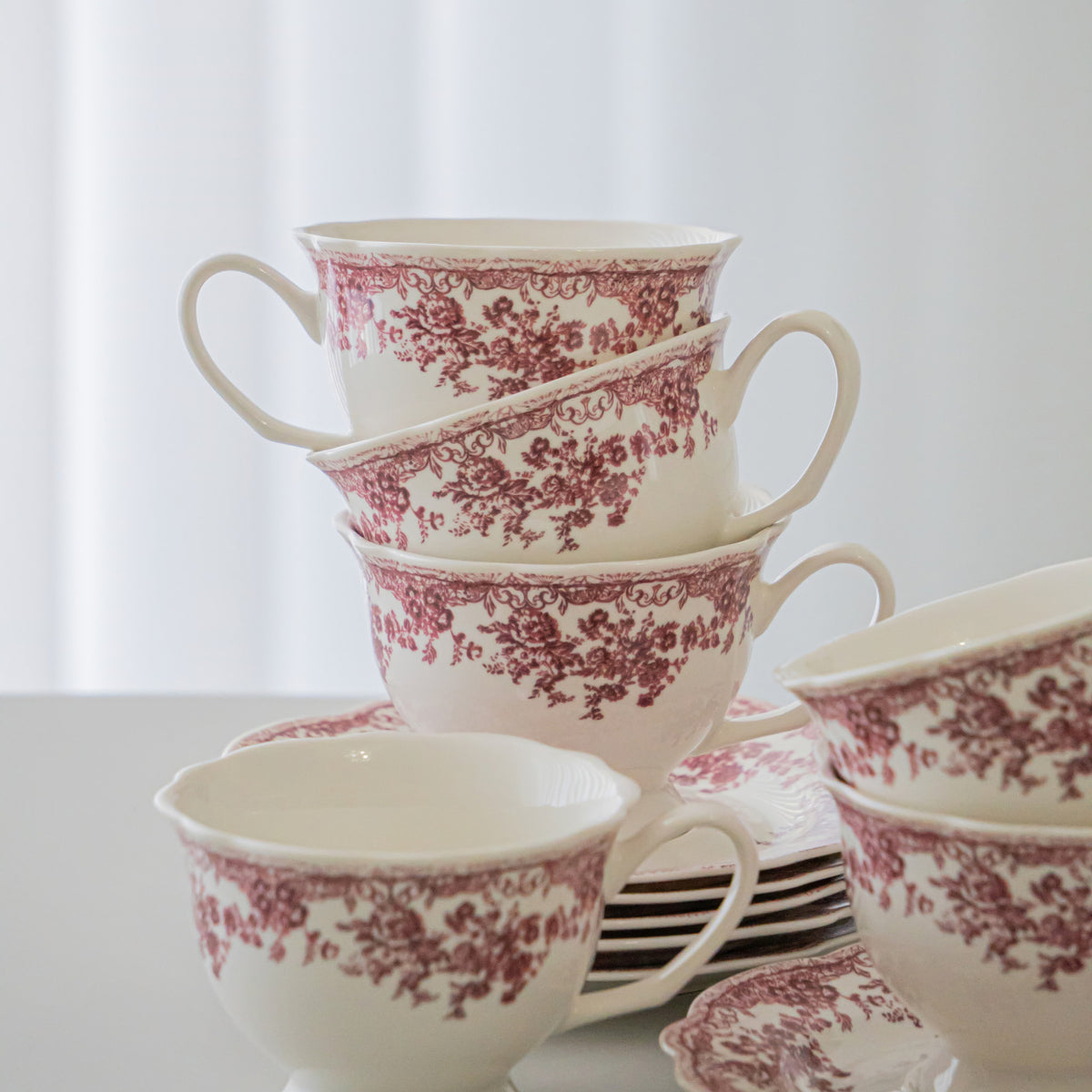 SERVICE A CAFE VINTAGE ROUGE | 225ML | 12 PIECES | 6 PERSONNES