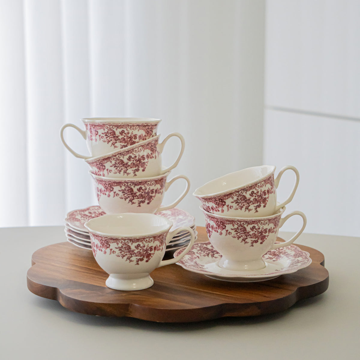 SERVICE A CAFE VINTAGE ROUGE | 225ML | 12 PIECES | 6 PERSONNES
