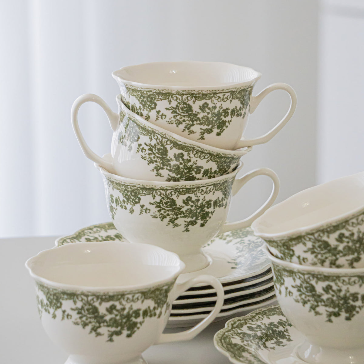 SERVICE A CAFE VINTAGE VERT | 225ML | 12 PIECES | 6 PERSONNES