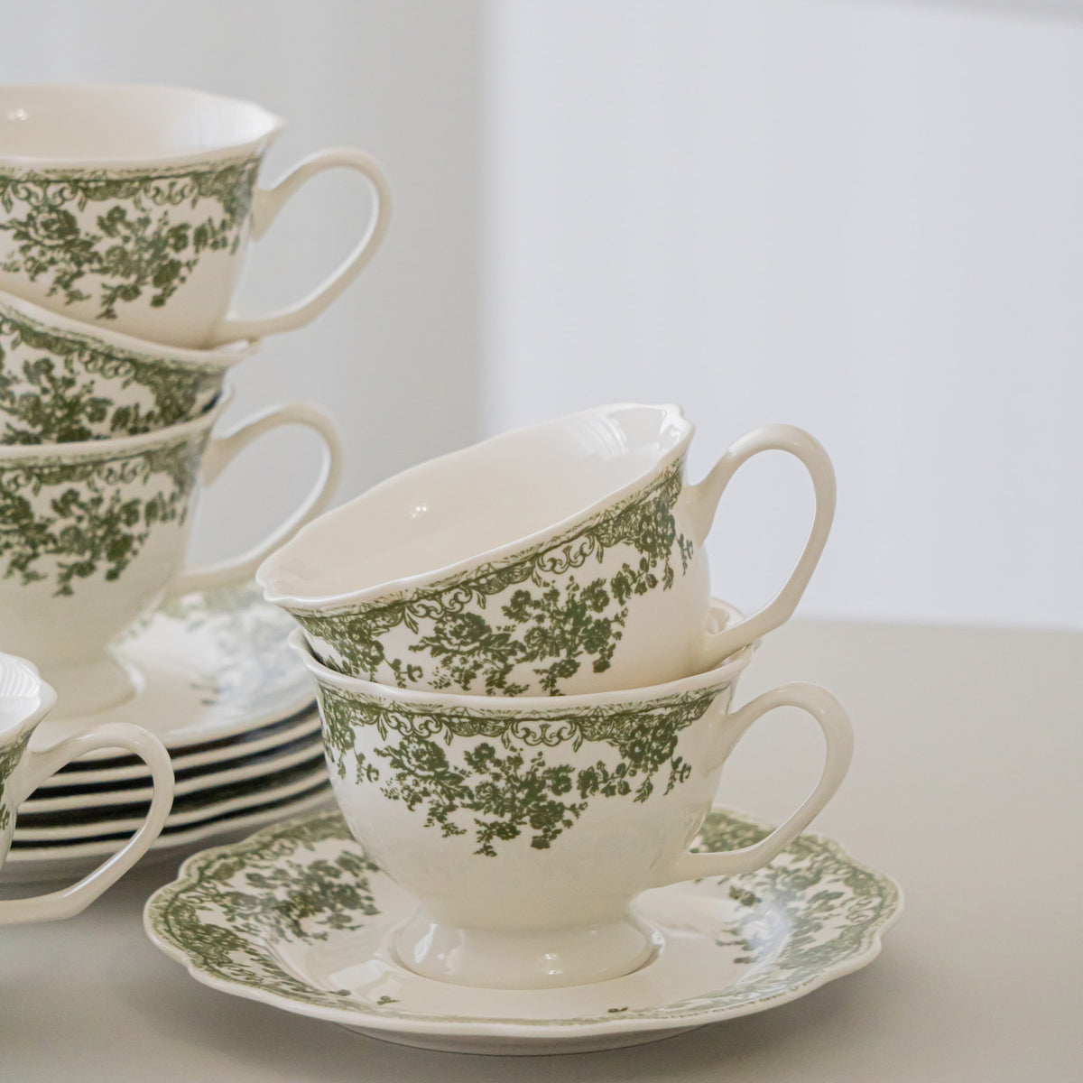 SERVICE A CAFE VINTAGE VERT | 225ML | 12 PIECES | 6 PERSONNES