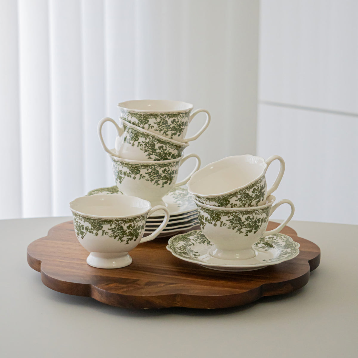 SERVICE A CAFE VINTAGE VERT | 225ML | 12 PIECES | 6 PERSONNES