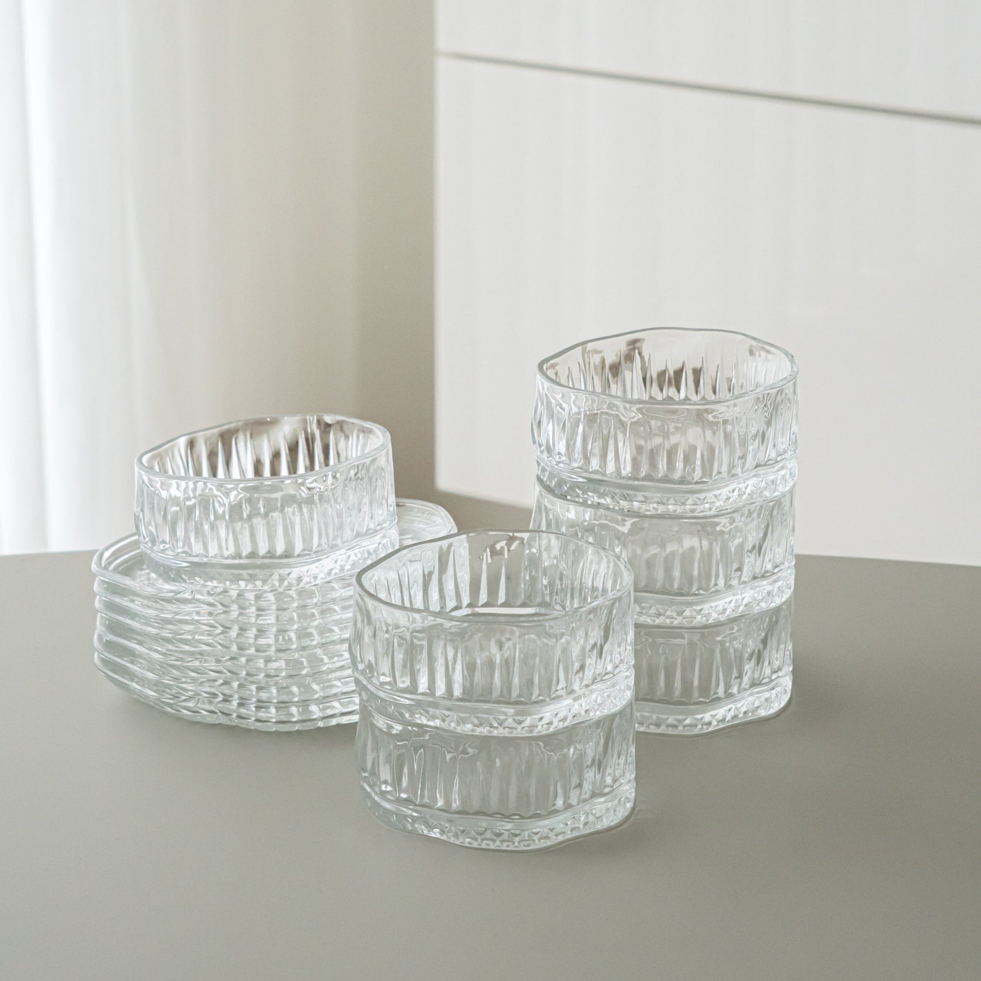SERVICE APÉRITIF 2-EN-1 WAVE STRIE | 6 BOLS + 6 SOUCOUPES | 250ML