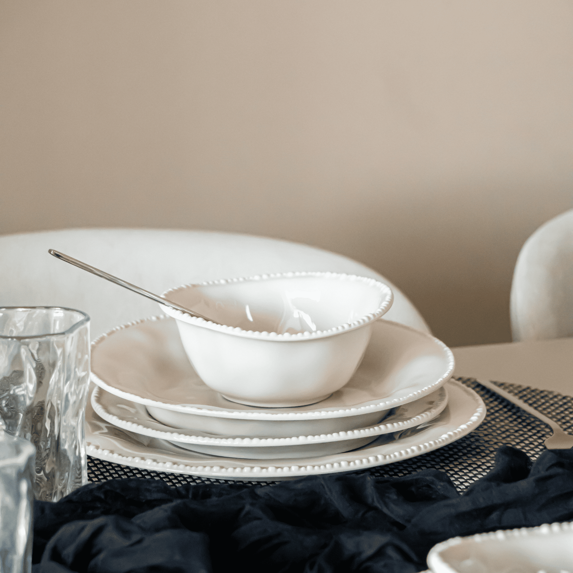 PEARLS BEIGE 24-PIECE DINNER SET FOR 6 PEOPLE