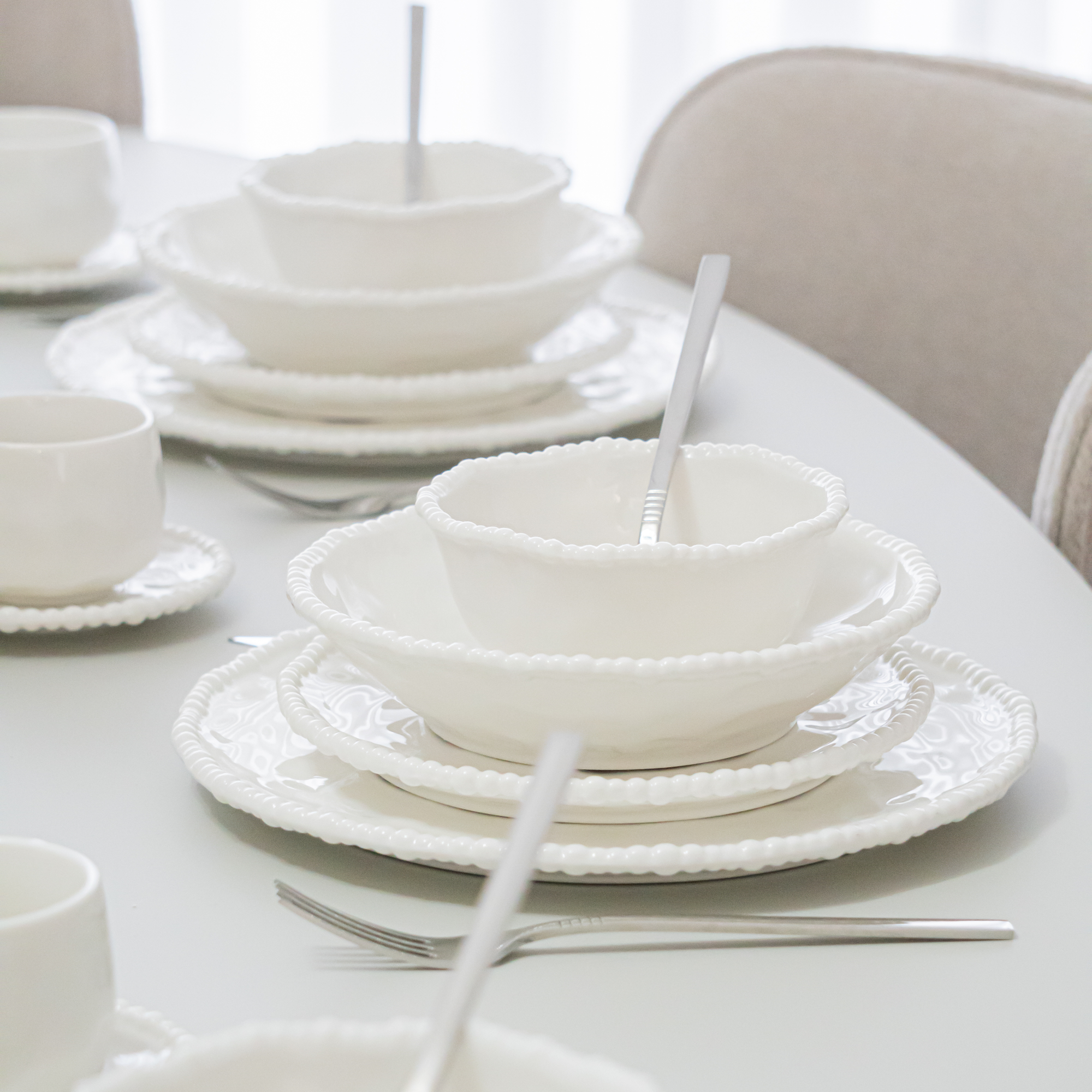 SERVICE DE TABLE PEARLY BLANC | 26 PIECES | 6 PERSONNES