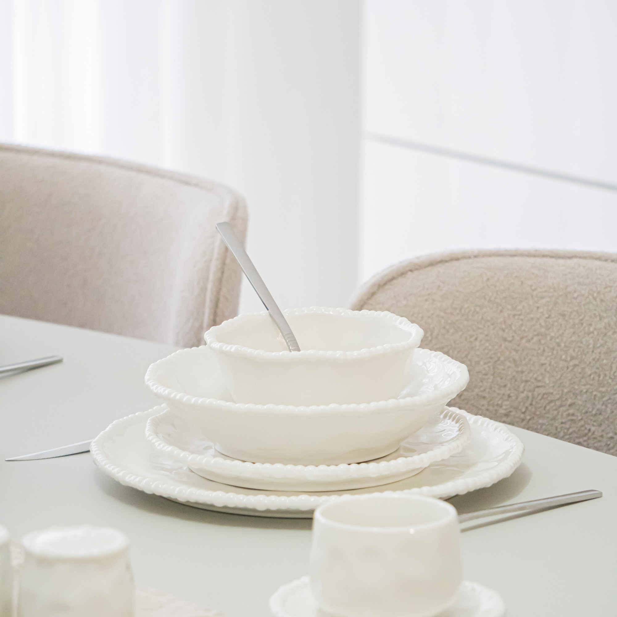 SERVICE DE TABLE PEARLY BLANC | 26 PIECES | 6 PERSONNES