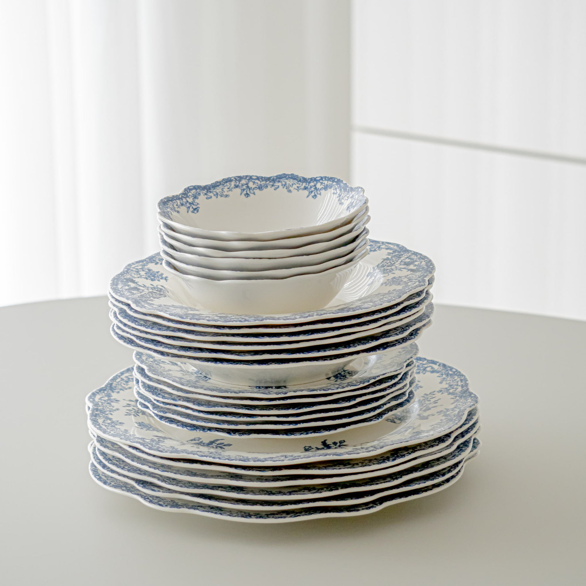SERVICE DE TABLE VINTAGE BLEU | 25 PIECES | 6 PERSONNES