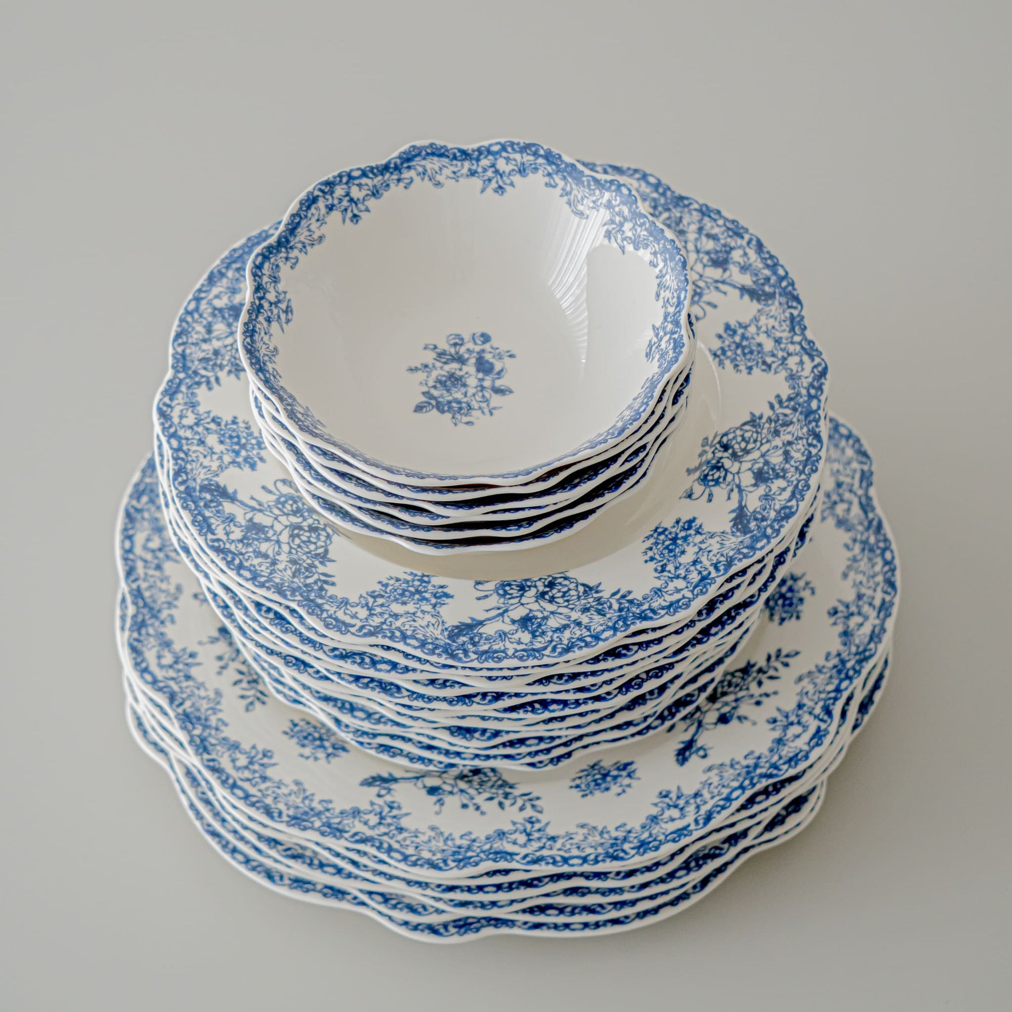 SERVICE DE TABLE VINTAGE BLEU | 25 PIECES | 6 PERSONNES