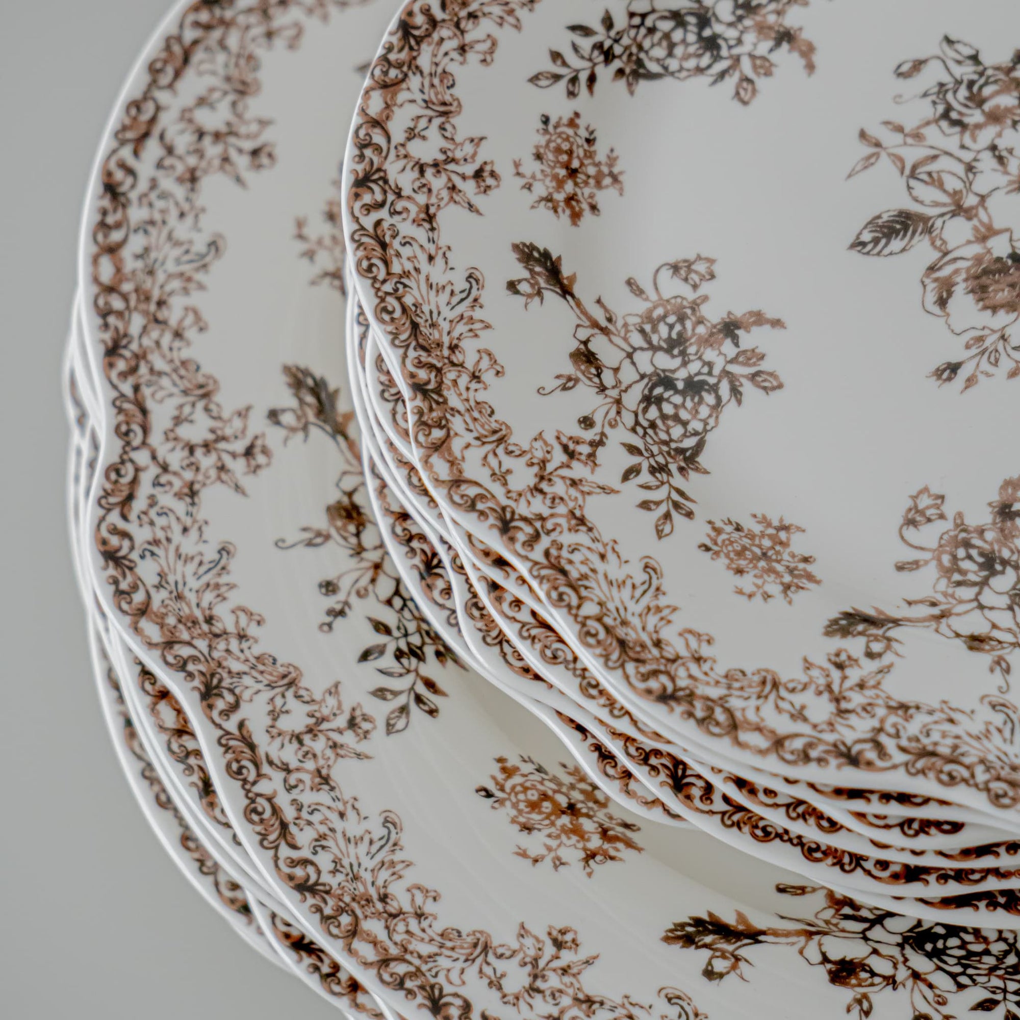 SERVICE DE TABLE VINTAGE MARRON | 25 PIECES | 6 PERSONNES