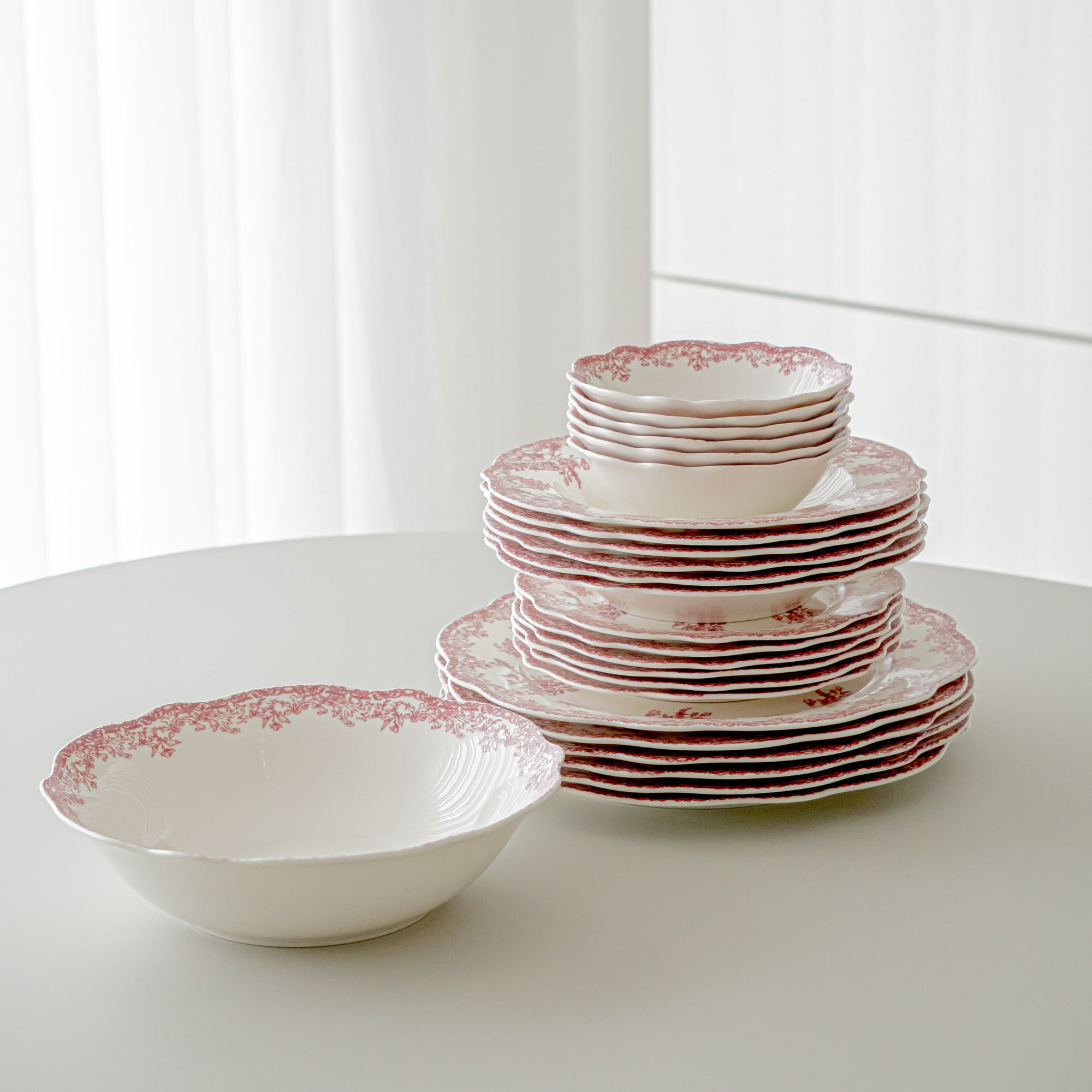 SERVICE DE TABLE VINTAGE ROUGE | 25 PIECES | 6 PERSONNES