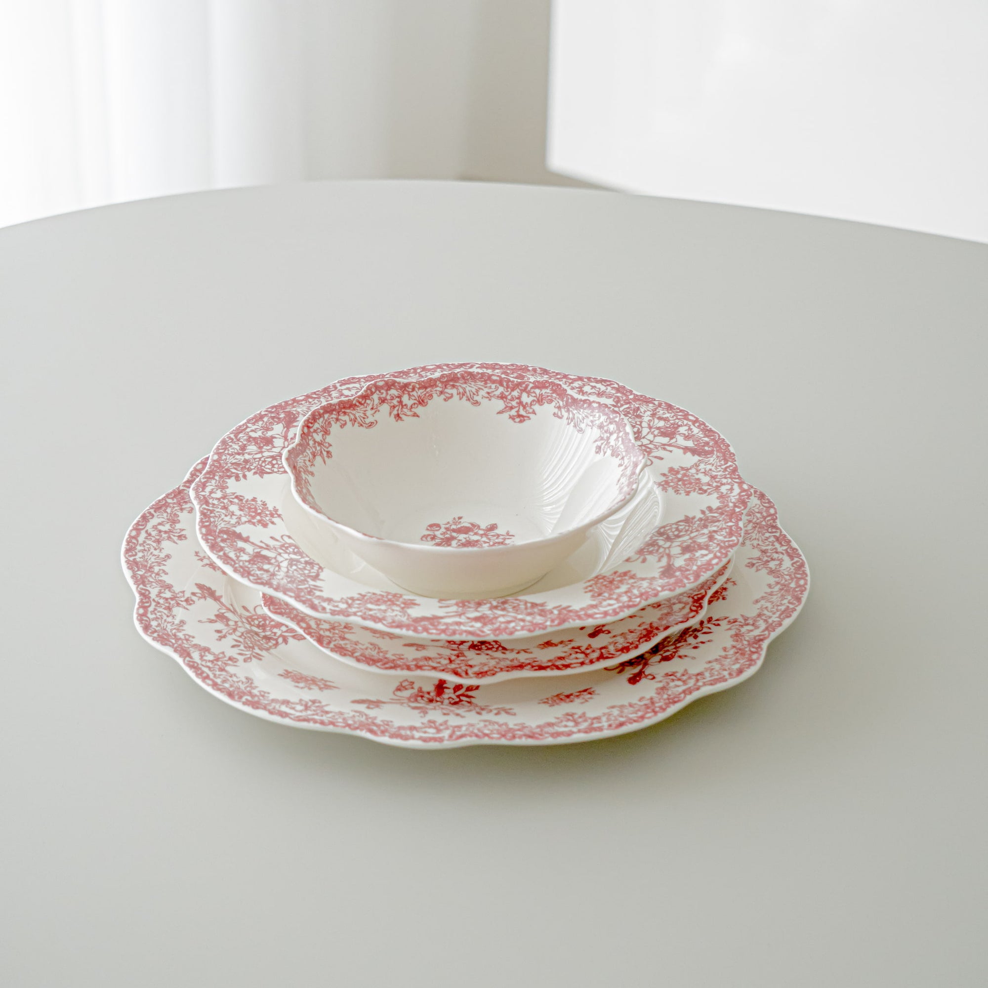 SERVICE DE TABLE VINTAGE ROUGE | 25 PIECES | 6 PERSONNES