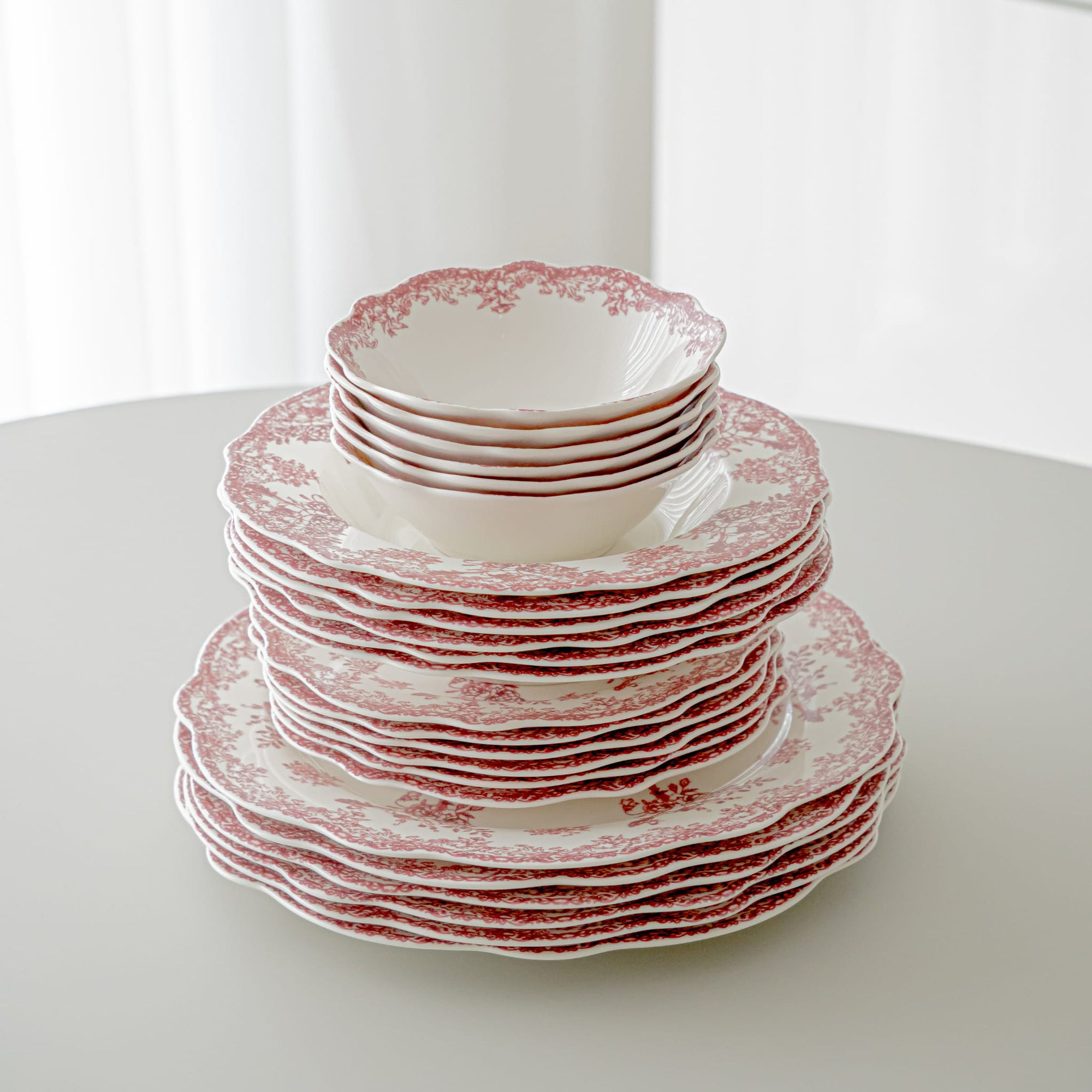 SERVICE DE TABLE VINTAGE ROUGE | 25 PIECES | 6 PERSONNES